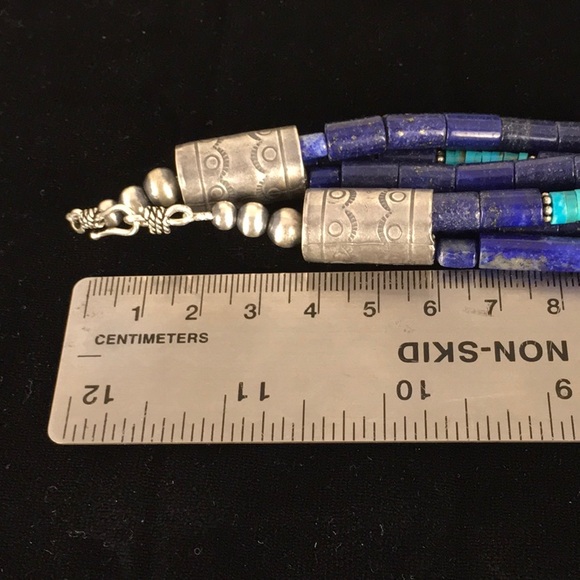 Blue Lapis Turquoise Sterling Silver Necklace - Picture 5 of 8